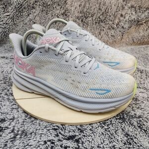 Hoka One One Clifton 9 Athletic Running Blue Pink Sneaker Women's Size 8.5 B